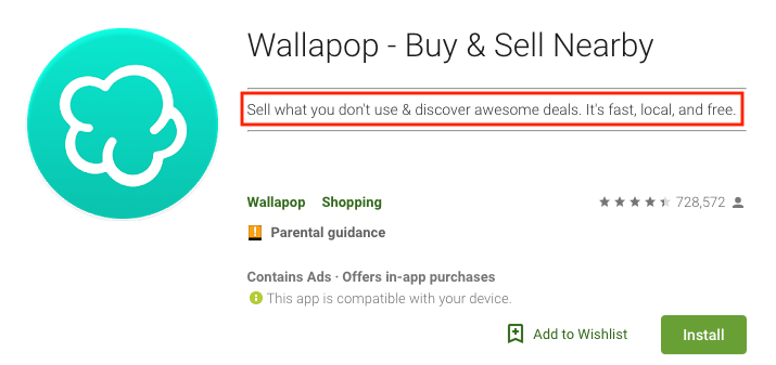Wallapop Short Description on Google Play